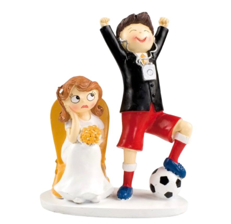 Figura pastel novios futbolista