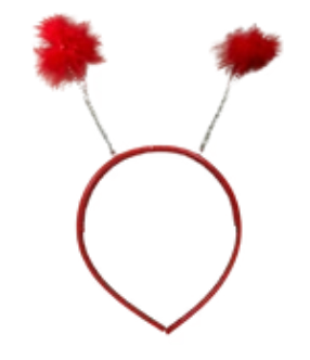 DIADEMA BOLITAS PELUDAS ROJAS