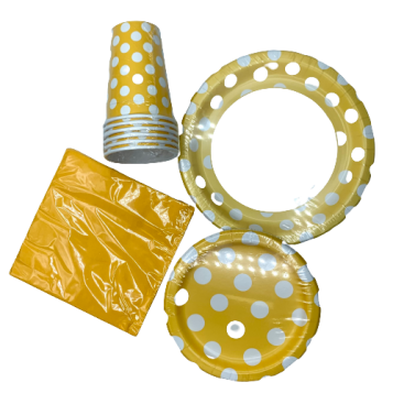 FIESTA DECORACIÓN LUNARES AMARILLOS