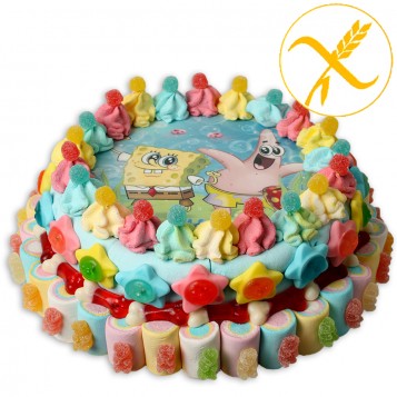 TARTA GRANDE CON OBLEA COMESTIBLE PERSONALIZADA (SIN GLUTEN)