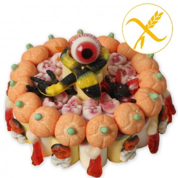 TARTA DE CHUCHES SIN GLUTEN HALLOWEEN