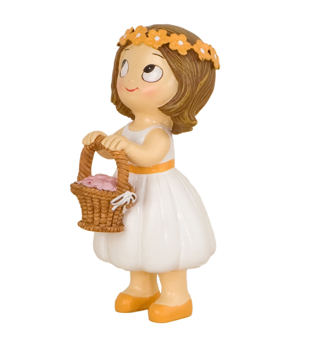 Figura niña cesta pétalos