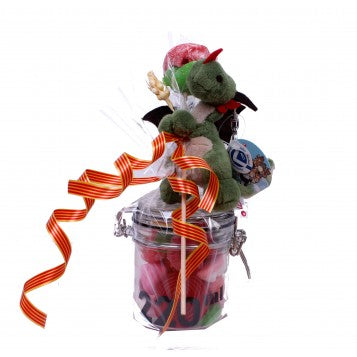 LLAVERO DRAGÓN VERDE CON CHUCHES Y ROSA
