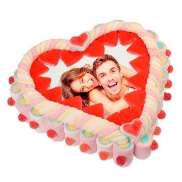 TARTA CORAZÓN CON FOTO PERSONALIZADA