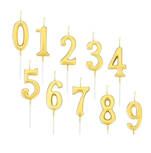 VELAS DE NÚMEROS DORADAS