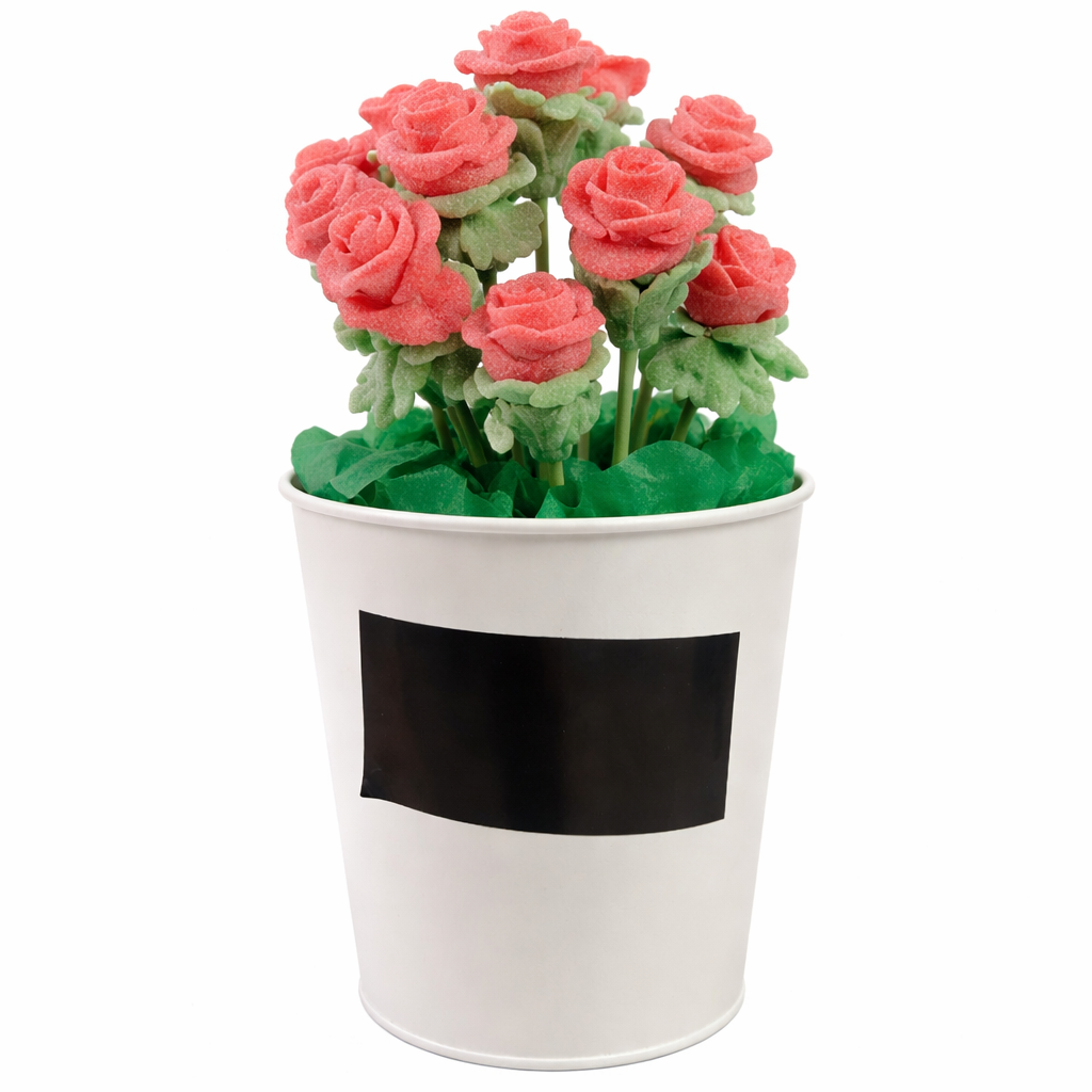 MACETA CON PIZARRA Y ROSAS SANT JORDI