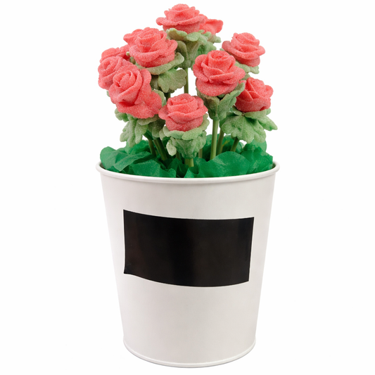 MACETA CON PIZARRA Y ROSAS SANT JORDI