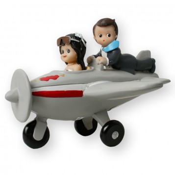 Figura para tarta de boda novios en avioneta