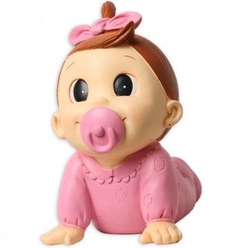 Figura hucha para bautizo niña gateando