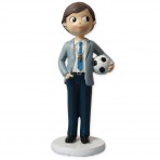 Figura niño comunión pelota de fútbol