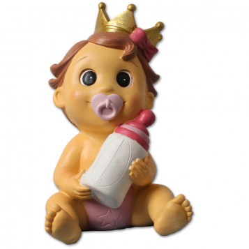 Figura hucha niña con corona para bautizo