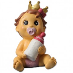 Figura hucha niña con corona para bautizo