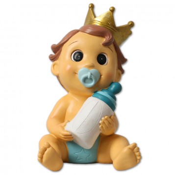 FIGURA HUCHA NIÑO CON CORONA PARA BAUTIZO