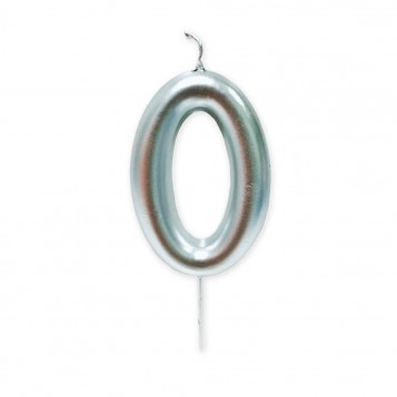 Vela grande metalizada plata nº 0