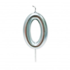 Vela grande metalizada plata nº 0