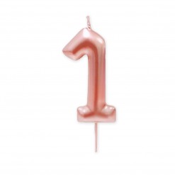 Vela grande metalizada oro rosa nº 1
