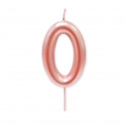 Vela grande metalizada oro rosa nº 0 