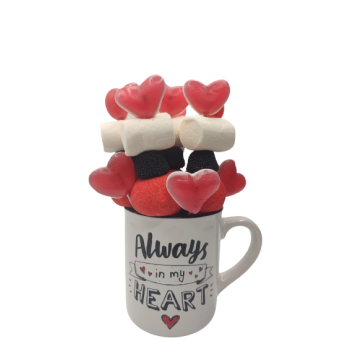 Taza de San Valentín con chuches