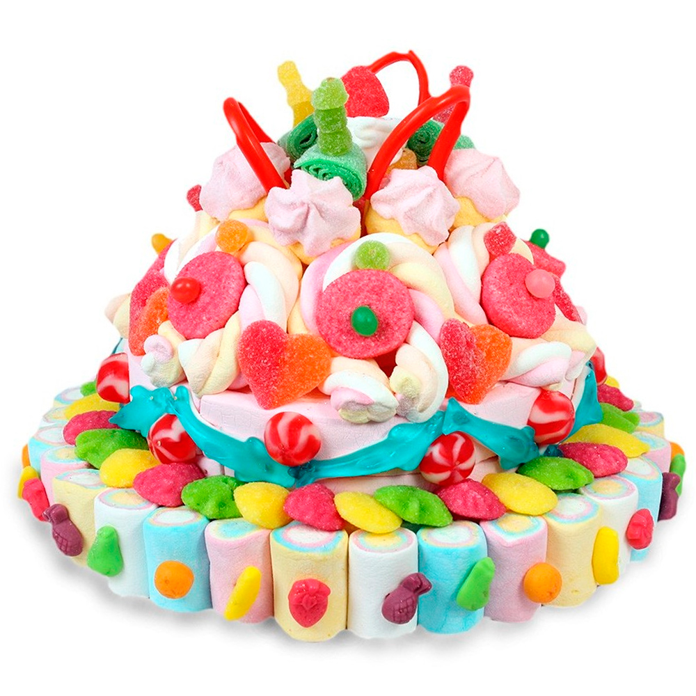 Tartas grandes -Tarta chuches nubes y regaliz - Tarta Chuches