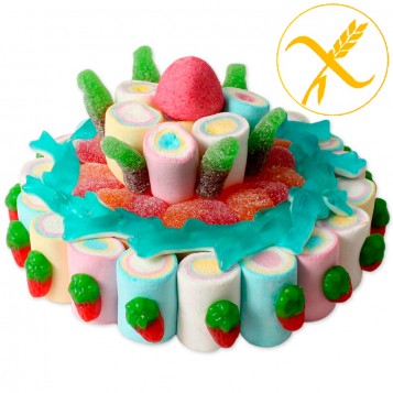 Tarta de chuches tiburones y colas (sin gluten)